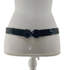 Belt Women's Vintage Black Metal Mesh Cinch Belt Gatsby OS